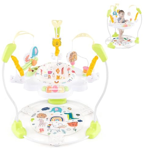 LIFEZEAL Jumperoo Bebe avec Siège Pivotant 360° & Amovible, Sauteur Bébé Hauteur Réglable 3 Niveaux, Centre Jeux, Lumière & Musique, 9 Jouets, Charge 12 kg, Base d'activité et d'éveil (Jaune)