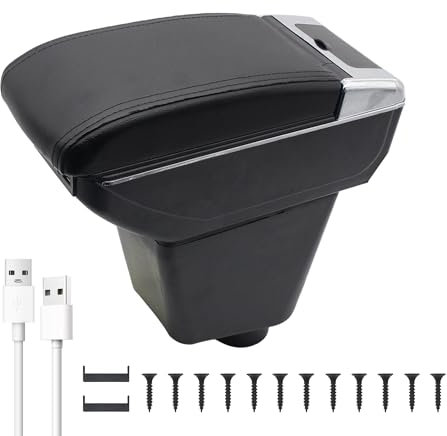 KAERGK Accoudoirs de voiture pour Renault Clio 2013-2017, console centrale de voiture, double espace de rangement, avec porte-gobelet, 7 ports USB, boîte utilitaire arrière, montage facile (ligne