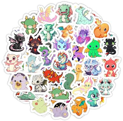 Niedliche Drachen-Aufkleber für Trinkflaschen und Laptops - Drachenparty-Geschenke und Dekorationen, wasserdichte Vinyl-Aufkleber, Fantasie- und Spaß-Sticker - Cute Dragon Stickers