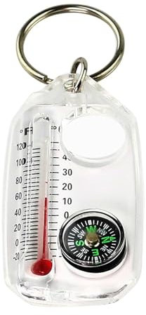 Kompass Thermometer Schlüsselanhänger, Schlüsselanhänger Outdoor-Werkzeug Kompass Für Camping, Wandern, Rucksackreisen, Überleben, Outdoor-Thermometer