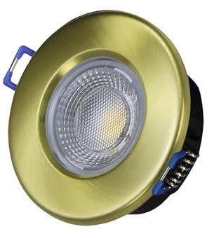 ELG Leuchten 1 x LED Einbaustrahler Dimmbar 240V,Gold,Einbauleuchten,Deckenspots,Downlight,7,5W,600-650LM,2800-4000K,IP54,68mm, Triac dimmbar