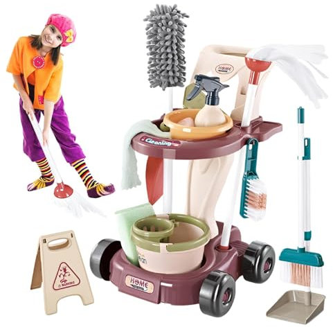 Set de Limpieza para niños pequeños, Set de Limpieza para niños | Juguete para Jugar a tareas domésticas - El de Limpieza de Juguetes para niños Incluye Escoba, trapeador, Cepillo, recogedor, -