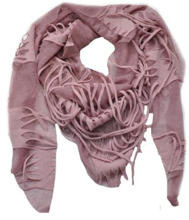 Generisch Dreieckstuch aus Leichter Baumwolle Viscose, Fransenmuster, uni, Modisches Halstuch, Schal für Damen (Altrosa)