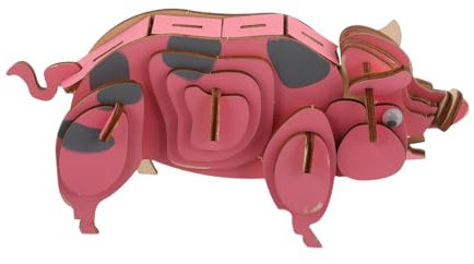 FUNNETOYU Holz Schwein Puzzle Tiermodell Für Kreative Aktivitäten Pädagogisches Spielzeug Geschicklichkeit Und Kritischem Denken Deko-Element Für Zuhause