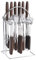 AVEKI Cutlery Set with Stand, 24 PCS Stainless Steel Hanging Silverware Flatware Sets Service for 6 Person, Kitchen Utensil Tableware Set Includ Fork Spoon Knife for Home Festival Party (Dark Wood)