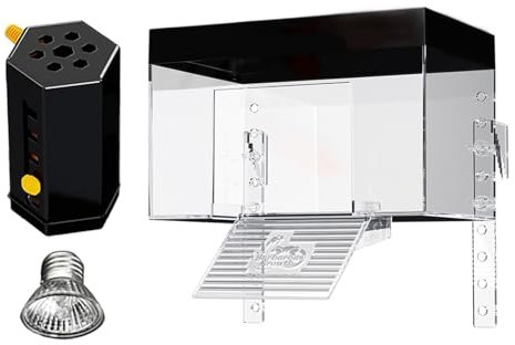 Schildkrötenpanzer, Mini Acryl Schildkröten Aquarium Starterset Reptilien-Lebensraum Wasserschildkröten Aussengehege Leises Tischaquarium Komplettset mit Sonnenplattform Rampe Lampe