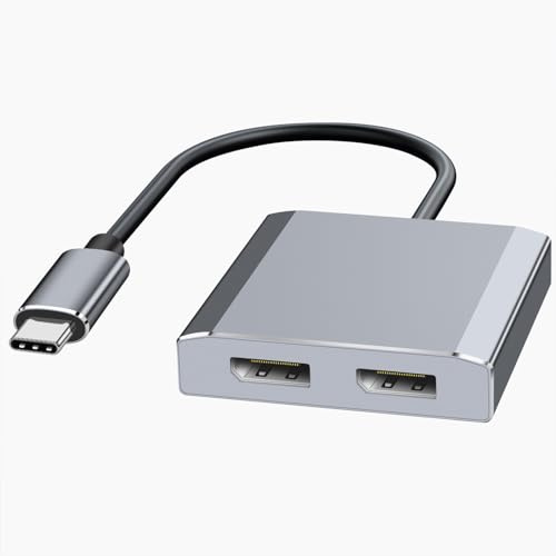 USB-C to Dual DisplayPort Splitter Adapter, 4K@60Hz USB Type C to Displayport Dual Monitor Converter 4K 60HZ, USB C Displayport Hub Compatible for Dell XPS 13 15,Lenovo Yoga,Sumsung Chromebook,HP etc