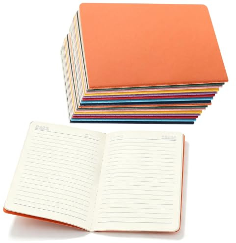 NGOSUET 24 Stück Notizbuch A5 Liniert, 30 Blatt/ 60 Seiten Notizblock Kraft Cover Notizheft in 8 Farben, 100gsm Skizzenbuch Heft A5 Liniert für Büro Schule, 21x14cm