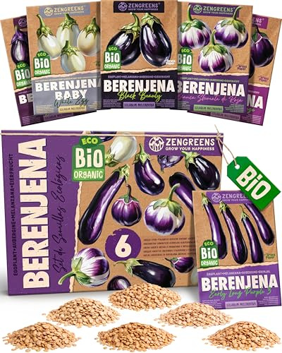 ZenGreens® Kit de Graines d'Aubergine bio - 6 variétés anciennes - Semences