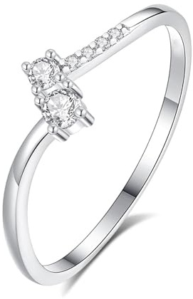 Whoiy Goldring 950 Damen mit Diamant, Hochzeits Ring Zart Platin Ehebandring Echt Gold Verlobungsringe Damenringe Größe 58 (18.5)