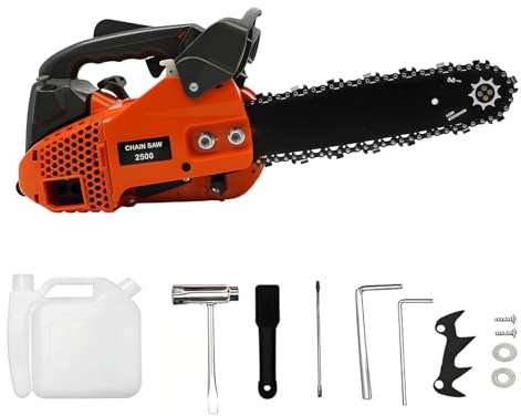 Benzin Kettensäge 900W / 25cc – Leichte & wendige Motorsäge mit 11,8 Zoll Schwert für Brennholz, Gartenarbeit & Holzhacken, inkl. Sicherheitssperre & ergonomischem Griff