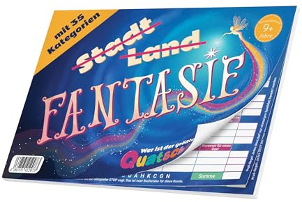 Quatschkopf Fantasie - magische Stadt Land Fluss Variante, großer Spielblock mit 35 witzigen und kreativen Kategorien zu zauberhaften Wesen, Spiel Erwachsene Kinder Junior ab 9 Jahre