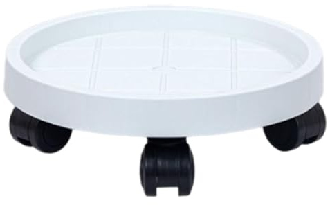 Harilla Support à Plantes Blanc à roulettes avec Base Respirante, Plateau en Plastique pour Pots de Fleurs Ronds, Pot pour Plantes d'Intérieur et d'Extérieur, Arbres, Diamètre 33 Cm