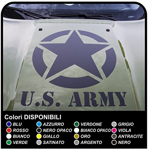 Adesivo Sticker Cofano stella US ARMY Qualità superiore decal (BIANCO)