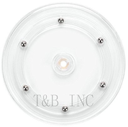 TamBee Lazy Susan Turntable Storage Organizer for Cupboard Spice Rack Kitchen Condiment Holder Rotating Swivel Stand Turntable Ball Bearings Stand (Clear, 15.2cm)