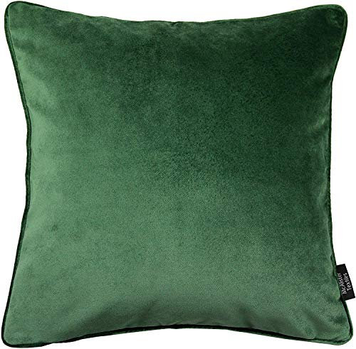 McAlister Textiles Matter Samt | Kissenbezug für Sofakissen in Moosgrün | 43 x 43cm | erhältlich in 25 Farben | griffester Samt edel paspeliert | Kissenhülle für Samtkissen