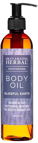 Ora's Amazing Herbal Lavender Bath Oil, Herbal Infused Moisturizing Shower and Body Oil for Women with Organic Jojoba Calendula Relaxation & Dry Skin, Blissful Earth Scent with Pump 7.5 oz