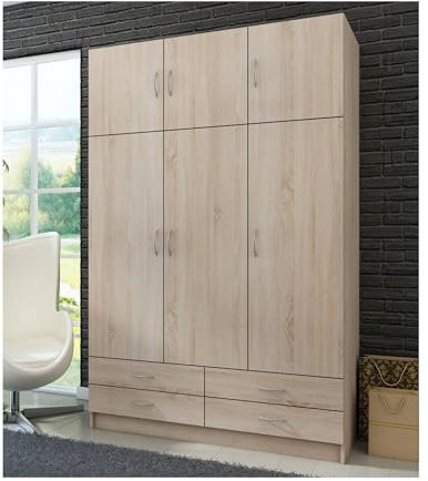 Kuechen-preisbombe Kleiderschrank Drehtürenschrank Wäscheschrank Schrank Schlafzimmer Sonoma Eiche