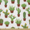 ABAKUHAUS Kaktus Stoff als Meterware, Blumenmustervasen, Microfaser Multi Zweck Dekostoff für Kunsthandwerke, 3M (230x300cm), Grün braun Ringelblume