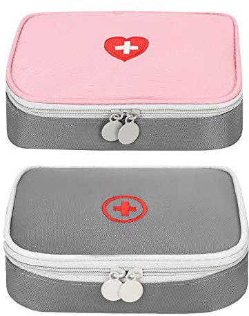 ITODA Erste Hilfe Tasche 2 Stück Notfalltasche Klein Medikamententasche Nylon Kulturbeutel Aufbewahrungstasche Kosmetiktasche mit Reißverschluss Reisetasche Makeup Tasche Kulturtasche Outdoor Zuhause