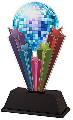 Trophy Monster Modern Dance Glitterball Award Free Engraved Plate | Bulk Trophies Deal | for Clubs & Leagues, Adult or Kids | Made from Printed Acrylic (3 sizes) (160mm)