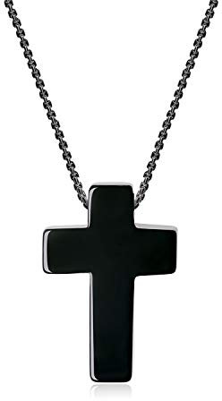 COAI Geschenkideen Geschenkideen Halskette Kreuz Anhänger aus Obsidian mit Edelstahl Kette Talisman Glückskette