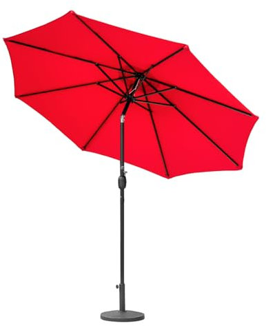 Harrier 2.7m Garden Parasol with Crank Handle & Tilt Function [5 Colour Options] – Outdoor Garden Patio Umbrella with Optional Waterproof Cover (Dark Red, Parasol Only)
