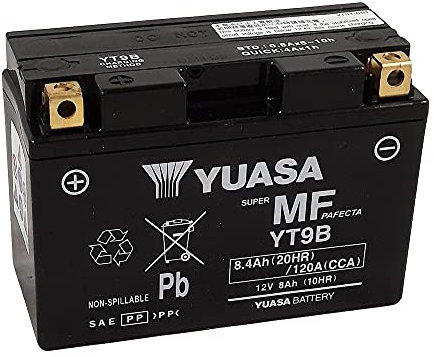Yuasa SLA YT9B-BS AGM-Motorradbatterie, wartungsfrei, 12 V, 8 Ah, Maße: 150 x 70 x 105 mm