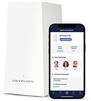 Gryphon AX - Router di controllo parentale WiFi 6 mesh ultra veloce - Filtri di contenuti avanzati e Firewall di nuova generazione - 4.3 Gbps a 3.000 piedi quadrati. piedi dal router per