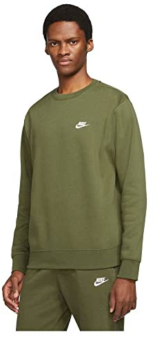 Nike BV2662 M NSW Club CRW BB Sweatshirt Mens Rough Green/White M