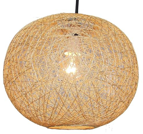 Large Rattan String Ball Pendant Lampshade - (Natural)