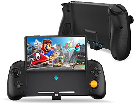 Switch Controller Grip per modalità palmare, Controller ergonomico per Nintendo Switch/Switch OLED con 6 assi giroscopio, pulsante posteriore, vibrazioni, carica rapida PD