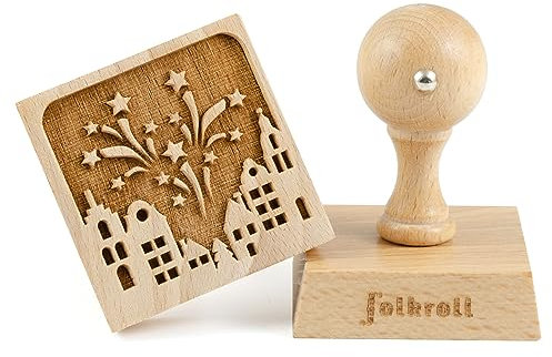 Folkroll Keksstempel Feuerwerk, 55x55 mm, Cookiestempel, Backstempel, Keks, Stempel, Motiv, Buchenholz, 334843