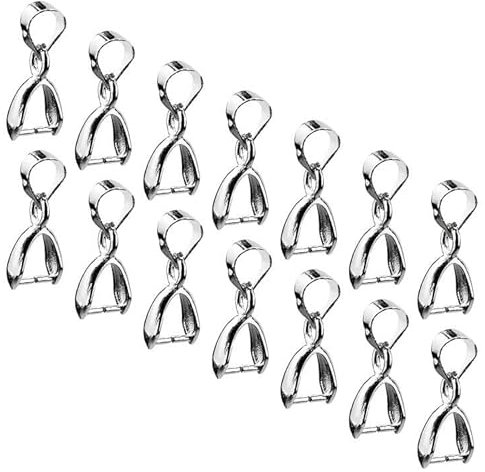 100 Stk Collierschlaufen, 15 x 6mm Anhängerschlaufe Silber für Anhänger Halskette Schmuck DIY Craft Making