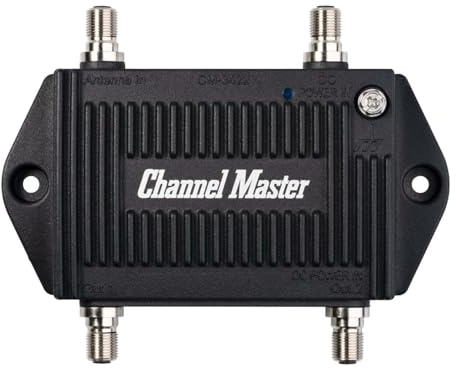 Channel Master TV Antenna Booster 2-2-Port TV Antenna Distribution Amplifier, Built-in LTE Filter, 11.5dB Gain, Compatible with Non-Amplified TV Antennas, Increases Signal Strength, Indoor/Outdoor