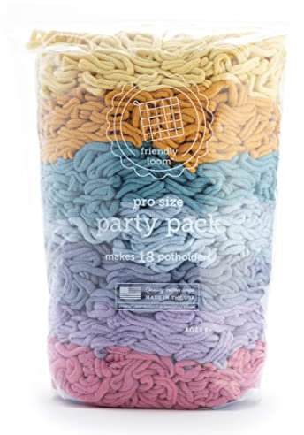 friendly loom | Party Pack - 10” PRO-Sized Botanical Themed Potholder Weaving Loops | Craft 18 Cotton Potholders