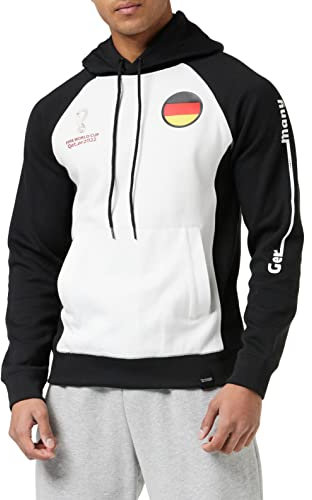FIFA Felpa con Cappuccio Ufficiale World Cup 2022, Bianco/Nero, S Uomo