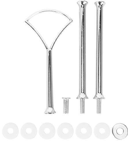 1 set 2 3 Tier Cake Plate Stand Metal Handle Fitting Hardware RodShape:Fan Color:Silver Amount:1 Sets