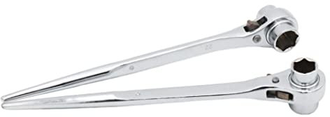 SCXCLY 2-Pack Hexagon Scaffold Quick Wrench,Double Ended Socket Ratcheting Scaffold Wrench, (19mm/22mm) Nickel-Plated