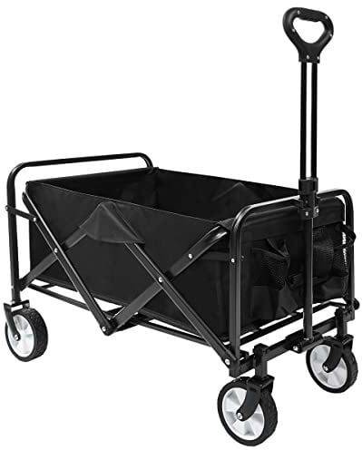 Carro de Mano Plegable con Ruedas | Carrito Multiusos Ideal Playa, Compra, Jardín o Camping | Carga hasta 60kg | Asa Ajustable | Auxiliar | Transporte Todoterreno de Herramientas o Juguetes