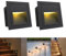 Arotelicht 2er Set 3W LED Wandeinbauleuchte LED Treppenlicht Warmweiß 3000K Wandleuchte Stufenlicht Beleuchtung Lampe Alu 230V IP65 wasserdicht, eckig, Schwarz Gehäuse für Garten, Terrasse, Treppen