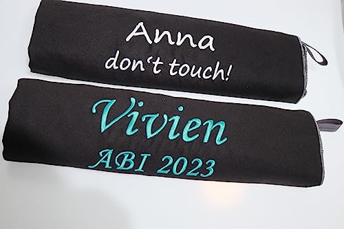 generisch Fitness Microfaser Handtücher mit Namen Bestickt - Strandtuch, Reisehandtuch, Sporthandtuch, Strandtuch (75 x 150 cm, Black)