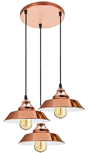 LEDSone Ceiling Light 3 Head Hanging Pendant lamp Shade Industrial Light Fixture Vintage Ceiling Shade Pendant Light for Hall Dining Room (Rose Gold)