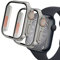 Seltureone 2 Stück Hülle für Apple Watch Series 9/8/7 45mm Schutzhülle, Kreatives Design Hart PC Schutzhülle für Apple Watch 44mm 45mm Glas Displayschutz - Titan