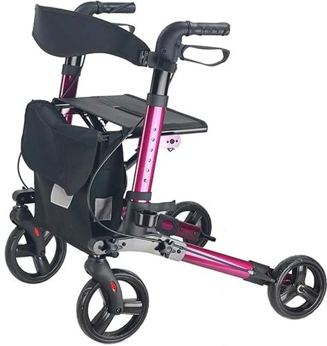 RAYACO Faltbarer Rollator mit Sitz und Tasche, höhenverstellbar und mobil, leicht, rollend, für ältere Menschen und Senioren, lila