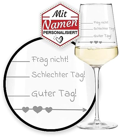 Leonardo Puccini XL Weinglas mit Namen & Witz - Stimmungsglas Schlechter Tag, Guter Tag, Frag nicht - als kreatives Geburtstagsgeschenk/Jahrestag für Frauen