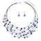 TOFBS Parure Gioielli Donna Set Collana Cristallo di Conchiglie a Strati Bohémien Conchiglie da Spiaggia Colorate e Stratificate Collana Orecchini Set (blu Zaffiro)
