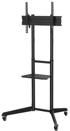 AISENS Soporte de Suelo ECO con Rueda Bandeja para DVD para Monitor TV 50Kg de 37 70 Negro