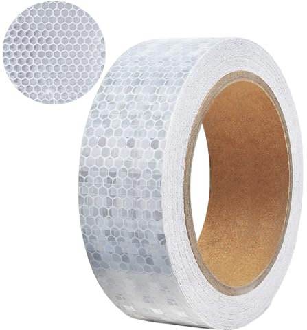 AhLmA 10m Bicycle Reflective Strip Reflektorband Selbstklebend Reflektierendes Aufkleberband Ideal für Briefkästen Straßenmarkierungen Motorräder und Überall Sonst Benötigt Wird (Weiß)