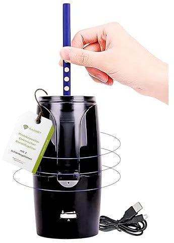 Gadget-Hero elektrischer Bleistiftspitzer - automatischer Buntstiftspitzer - Anspitzer für die Schule - feine Stiftspitze in 3-10 Sekunden - Spitzmaschine mit Sicherheitsfunktion - Wiederaufladbar